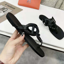 Load image into Gallery viewer, Hermes Women Egerie Sandal in Waterproof TPU with Chaine D Ancre Motif-Black