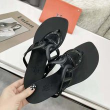 Load image into Gallery viewer, Hermes Women Egerie Sandal in Waterproof TPU with Chaine D Ancre Motif-Black
