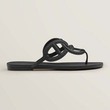 Load image into Gallery viewer, Hermes Women Egerie Sandal in Waterproof TPU with Chaine D Ancre Motif-Black