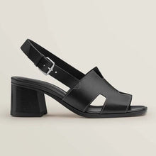 Load image into Gallery viewer, Hermes Women Elbe 60 Sandal in Calfskin Leather-Black