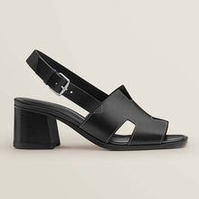 Load image into Gallery viewer, Hermes Women Elbe 60 Sandal in Calfskin Leather-Black