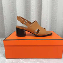 Load image into Gallery viewer, Hermes Women Elbe 60 Sandal in Calfskin with H Cut-Out Detail-Brown