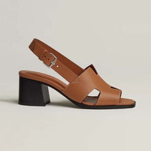 Load image into Gallery viewer, Hermes Women Elbe 60 Sandal in Calfskin with H Cut-Out Detail-Brown