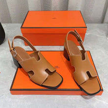 Load image into Gallery viewer, Hermes Women Elbe 60 Sandal in Calfskin with H Cut-Out Detail-Brown