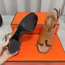 Load image into Gallery viewer, Hermes Women Elbe 60 Sandal in Calfskin with H Cut-Out Detail-Brown