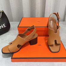 Load image into Gallery viewer, Hermes Women Elbe 60 Sandal in Calfskin with H Cut-Out Detail-Brown