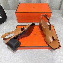 Load image into Gallery viewer, Hermes Women Elbe 60 Sandal in Calfskin with H Cut-Out Detail-Brown
