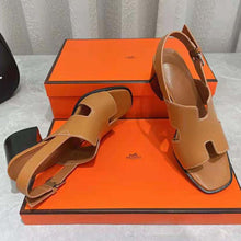 Load image into Gallery viewer, Hermes Women Elbe 60 Sandal in Calfskin with H Cut-Out Detail-Brown