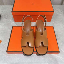 Load image into Gallery viewer, Hermes Women Elbe 60 Sandal in Calfskin with H Cut-Out Detail-Brown