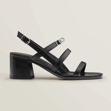 Load image into Gallery viewer, Hermes Women Eve 60 Sandal in Calfskin Leather-Black