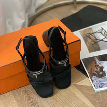 Load image into Gallery viewer, Hermes Women Eve 60 Sandal in Calfskin Leather-Black