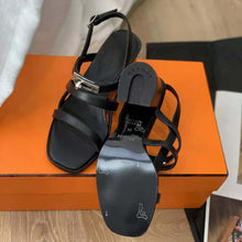 Load image into Gallery viewer, Hermes Women Eve 60 Sandal in Calfskin Leather-Black