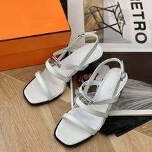 Load image into Gallery viewer, Hermes Women Eve 60 Sandal in Calfskin Leather-White