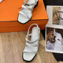 Load image into Gallery viewer, Hermes Women Eve 60 Sandal in Calfskin Leather-White