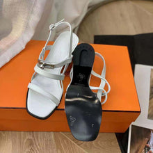 Load image into Gallery viewer, Hermes Women Eve 60 Sandal in Calfskin Leather-White