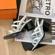 Load image into Gallery viewer, Hermes Women Eve 60 Sandal in Calfskin Leather-White