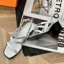 Load image into Gallery viewer, Hermes Women Eve 60 Sandal in Calfskin Leather-White