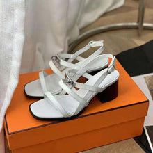 Load image into Gallery viewer, Hermes Women Eve 60 Sandal in Calfskin Leather-White