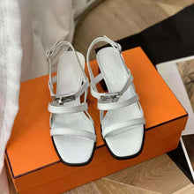 Load image into Gallery viewer, Hermes Women Eve 60 Sandal in Calfskin Leather-White