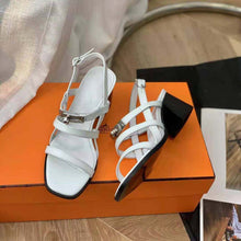 Load image into Gallery viewer, Hermes Women Eve 60 Sandal in Calfskin Leather-White