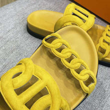 Load image into Gallery viewer, Hermes Women Extra Sandal in Suede Goatskin-Yellow