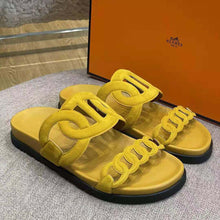 Load image into Gallery viewer, Hermes Women Extra Sandal in Suede Goatskin-Yellow