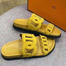 Load image into Gallery viewer, Hermes Women Extra Sandal in Suede Goatskin-Yellow