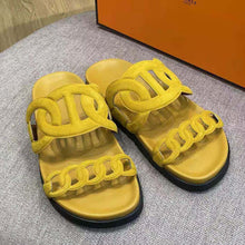 Load image into Gallery viewer, Hermes Women Extra Sandal in Suede Goatskin-Yellow