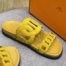 Load image into Gallery viewer, Hermes Women Extra Sandal in Suede Goatskin-Yellow