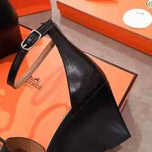 Load image into Gallery viewer, Hermes Women Legend Sandal Calfskin Iconic "H" 7.5 cm Heel-Black