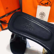 Load image into Gallery viewer, Hermes Women Oran Sandal Calfskin Stitched Detail Iconic "H"-Black