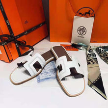 Load image into Gallery viewer, Hermes Women Oran Sandal Calfskin Stitched Detail Iconic "H"-White