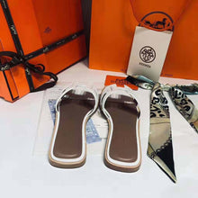 Load image into Gallery viewer, Hermes Women Oran Sandal Calfskin Stitched Detail Iconic "H"-White