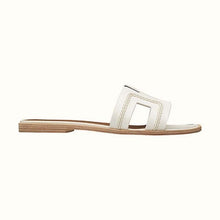 Load image into Gallery viewer, Hermes Women Oran Sandal Calfskin Stitched Detail Iconic "H"-White