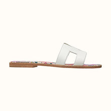 Load image into Gallery viewer, Hermes Women Oran Sandal Cotton Canvas "Faubourg Rainbow" Print-White