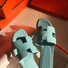 Load image into Gallery viewer, Hermes Women Oran Sandal Epsom Calfskin Iconic "H" Cut-Out-Aqua