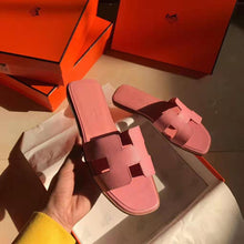 Load image into Gallery viewer, Hermes Women Oran Sandal Epsom Calfskin Iconic "H" Cut-Out-Pink