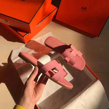 Load image into Gallery viewer, Hermes Women Oran Sandal Epsom Calfskin Iconic "H" Cut-Out-Pink