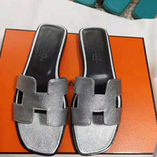 Load image into Gallery viewer, Hermes Women Oran Sandal Epsom Calfskin Iconic "H" Cut-Out-Silver