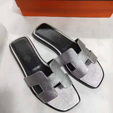 Load image into Gallery viewer, Hermes Women Oran Sandal Epsom Calfskin Iconic "H" Cut-Out-Silver