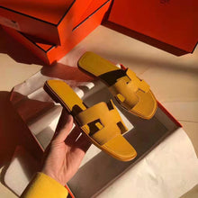 Load image into Gallery viewer, Hermes Women Oran Sandal Epsom Calfskin Iconic "H" Cut-Out-Yellow
