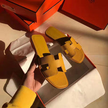 Load image into Gallery viewer, Hermes Women Oran Sandal Epsom Calfskin Iconic "H" Cut-Out-Yellow