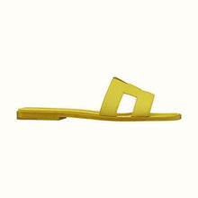 Load image into Gallery viewer, Hermes Women Oran Sandal Epsom Calfskin Iconic "H" Cut-Out-Yellow
