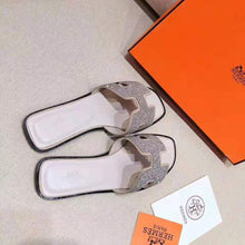 Load image into Gallery viewer, Hermes Women Oran Sandal Hermes Sandal Metallic Nappa Leather Cristal Powder
