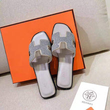 Load image into Gallery viewer, Hermes Women Oran Sandal Hermes Sandal Metallic Nappa Leather Cristal Powder