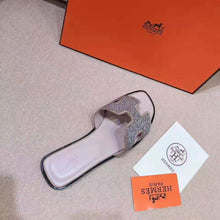 Load image into Gallery viewer, Hermes Women Oran Sandal Hermes Sandal Metallic Nappa Leather Cristal Powder
