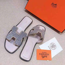 Load image into Gallery viewer, Hermes Women Oran Sandal Hermes Sandal Metallic Nappa Leather Cristal Powder