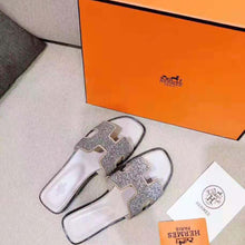 Load image into Gallery viewer, Hermes Women Oran Sandal Hermes Sandal Metallic Nappa Leather Cristal Powder