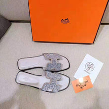 Load image into Gallery viewer, Hermes Women Oran Sandal Hermes Sandal Metallic Nappa Leather Cristal Powder
