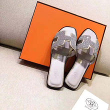 Load image into Gallery viewer, Hermes Women Oran Sandal Hermes Sandal Metallic Nappa Leather Cristal Powder